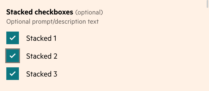 Checkboxes from the o-forms component. One has a focus state but it's not very obvious which.